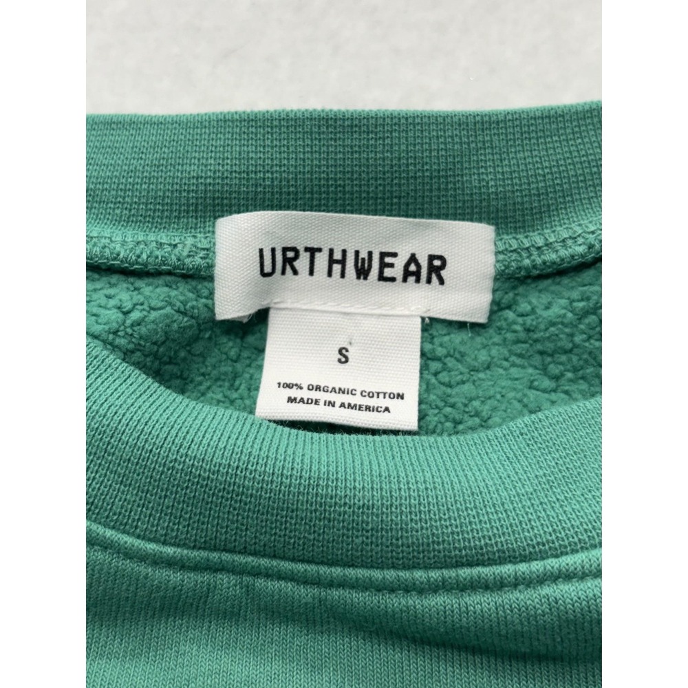 URTHWEAR Sweatshirt Womens Small Green Organic Cotton Cropped Fleece Pullover - Picture 3 of 11